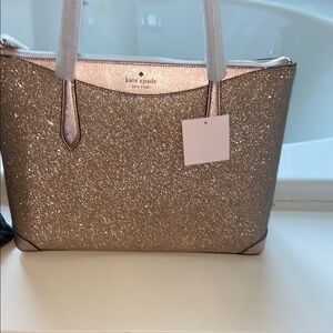 kate spade Glitter Metallic Rose Gold Tote